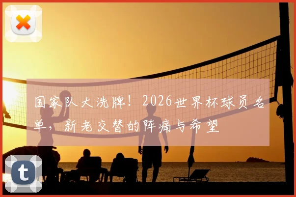 国家队大洗牌！2026世界杯球员名单，新老交替的阵痛与希望